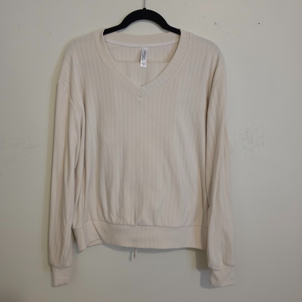 Tranquil & True 2 pc Lounge Set Pajama Set  Womens Large‎ Cream Waffle Knit Set